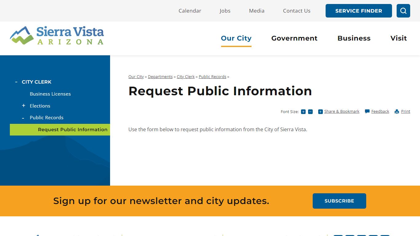 Request Public Information | City of Sierra Vista, AZ