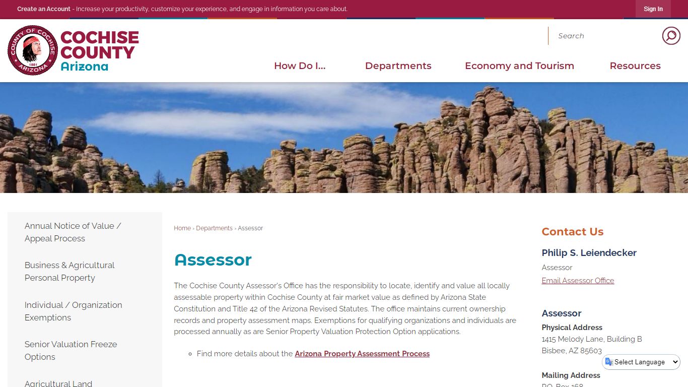 Assessor | Cochise County, AZ - Arizona