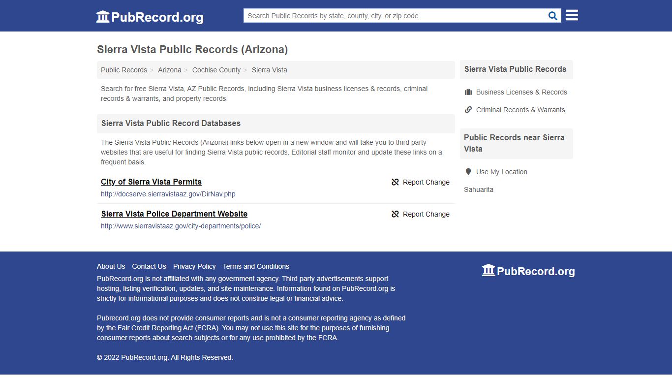 Free Sierra Vista Public Records (Arizona Public Records)